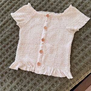 Speechless Cream Ruffled Kids Blouse